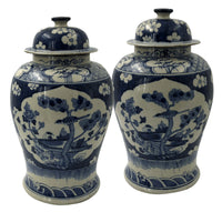 Pair of Chinese porcelain ginger jars with floral design.