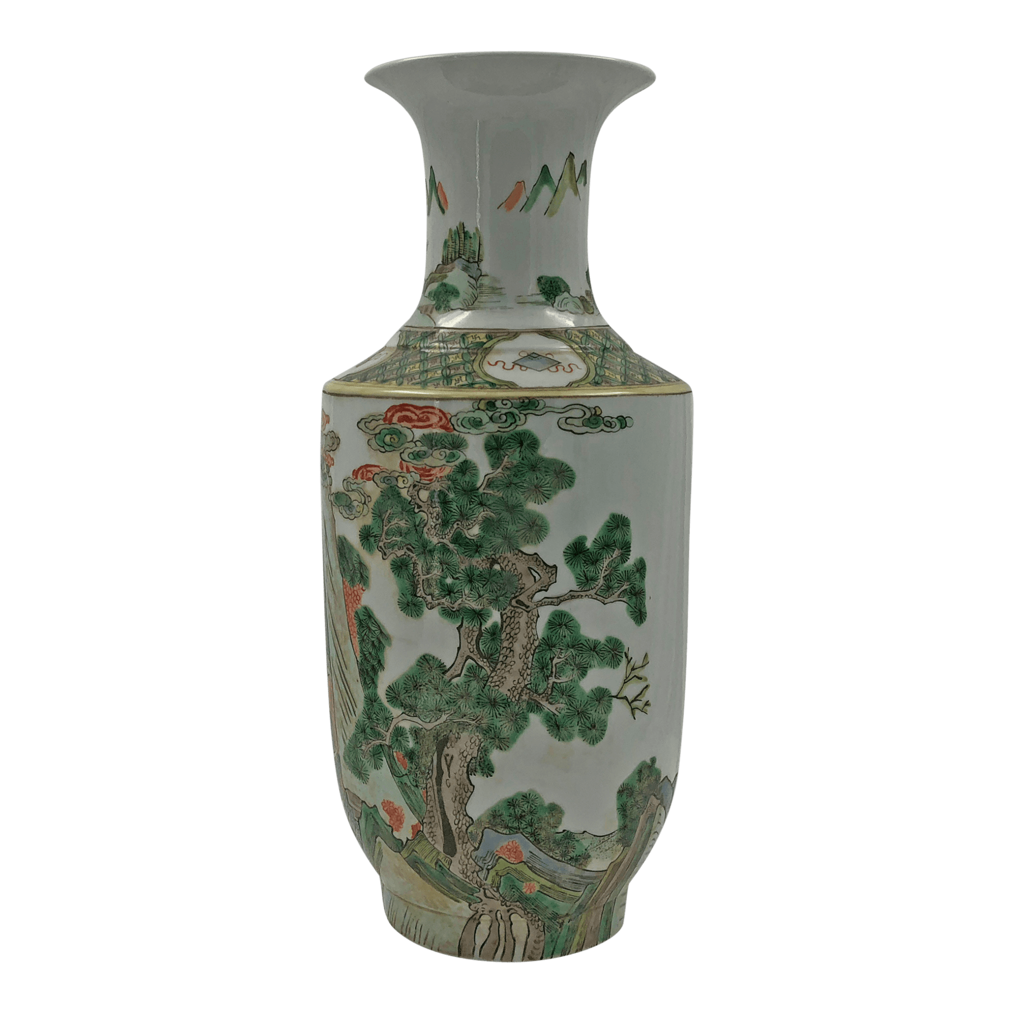 Famille Verte vase, landscape design with tree focus.