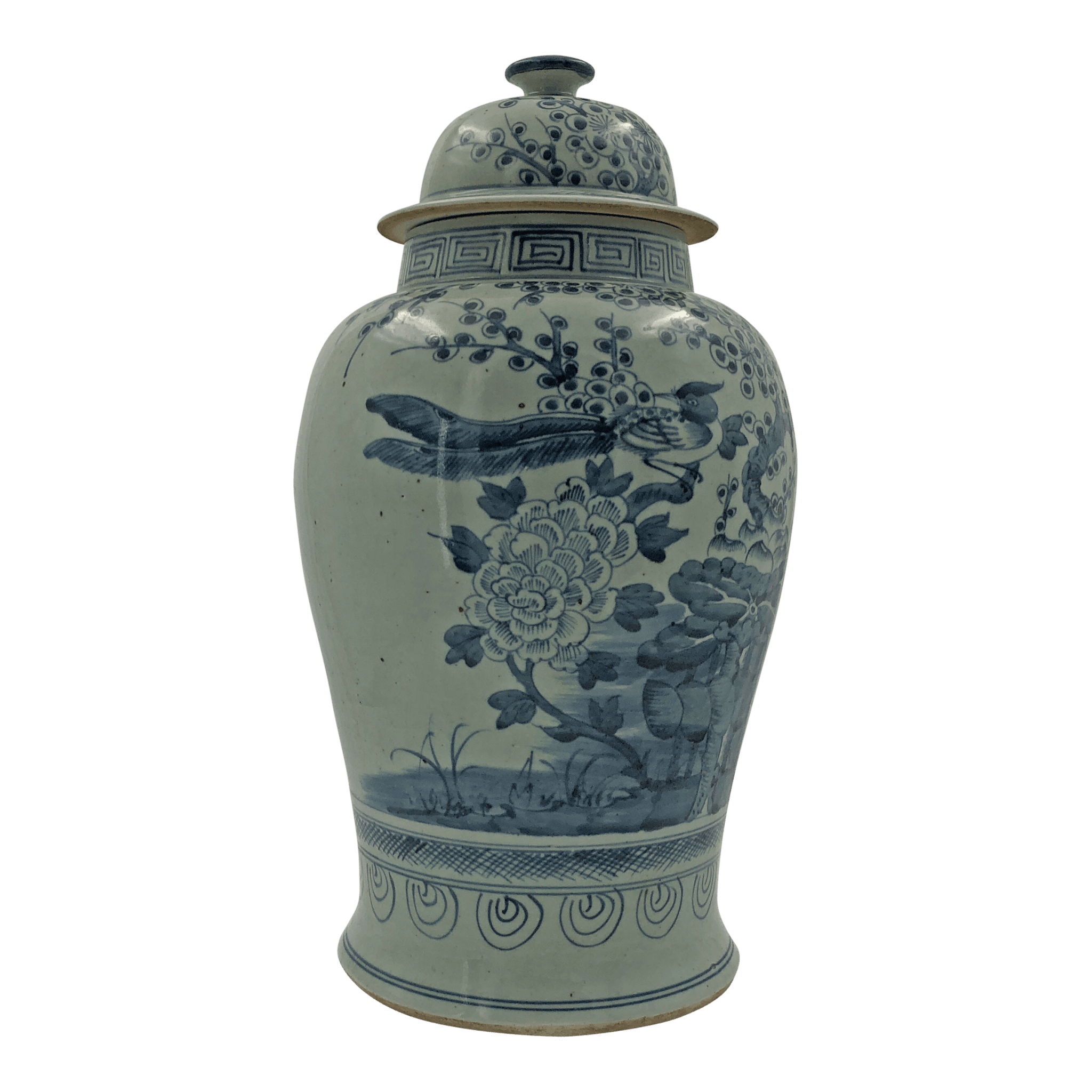 Single Chinese blossom temple jar, side view