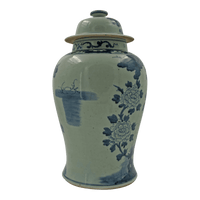 Chinese temple jar showcasing flower patterns and elegant curves.