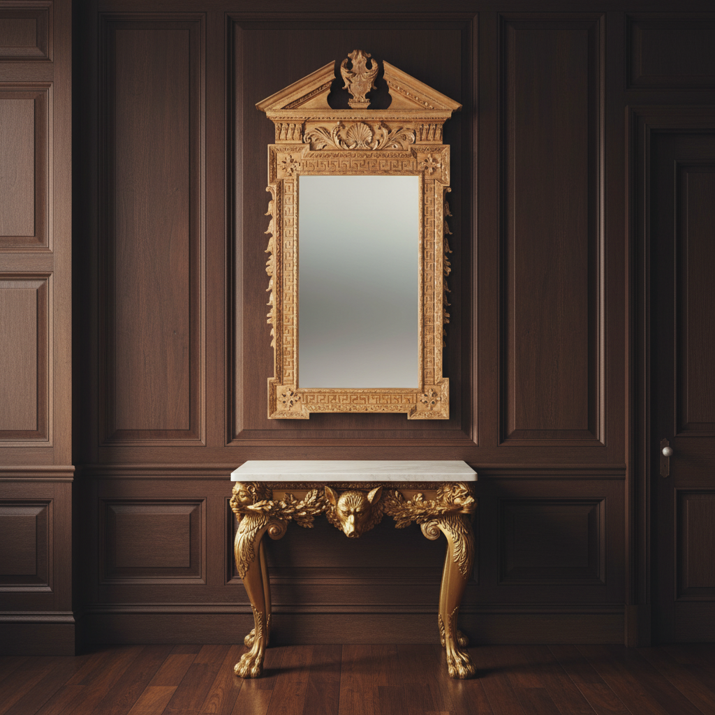 Giltwood mirror in elegant Georgian setting