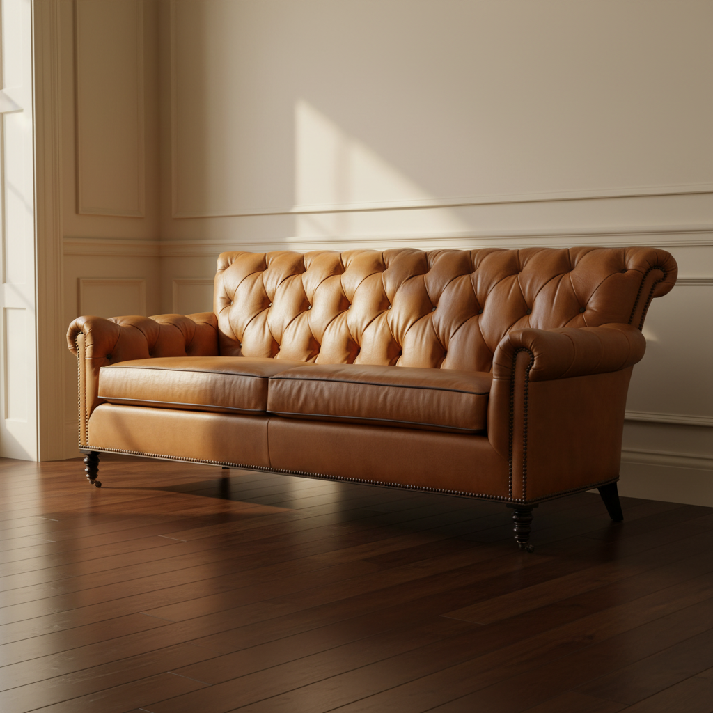 Custom Chesterfield sofa in elegant room setting