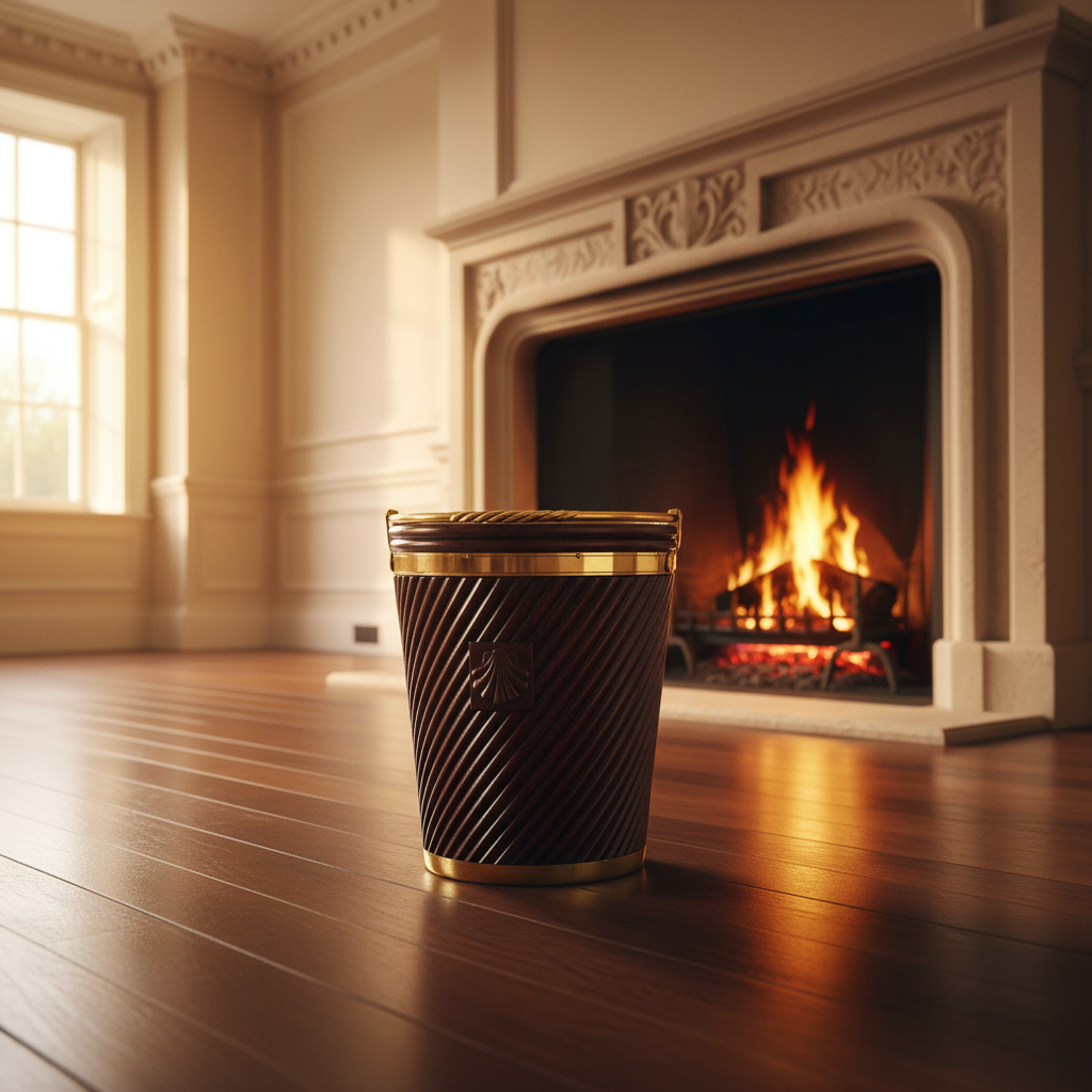 Handcrafted Irish mahogany peat bucket